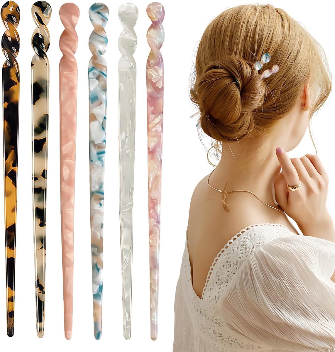 Haarstokken 6-delig - Vintage Chinese haarstokken - Elegante Franse haarspelden - Ideaal voor opsteekkapsels - ShopVlot