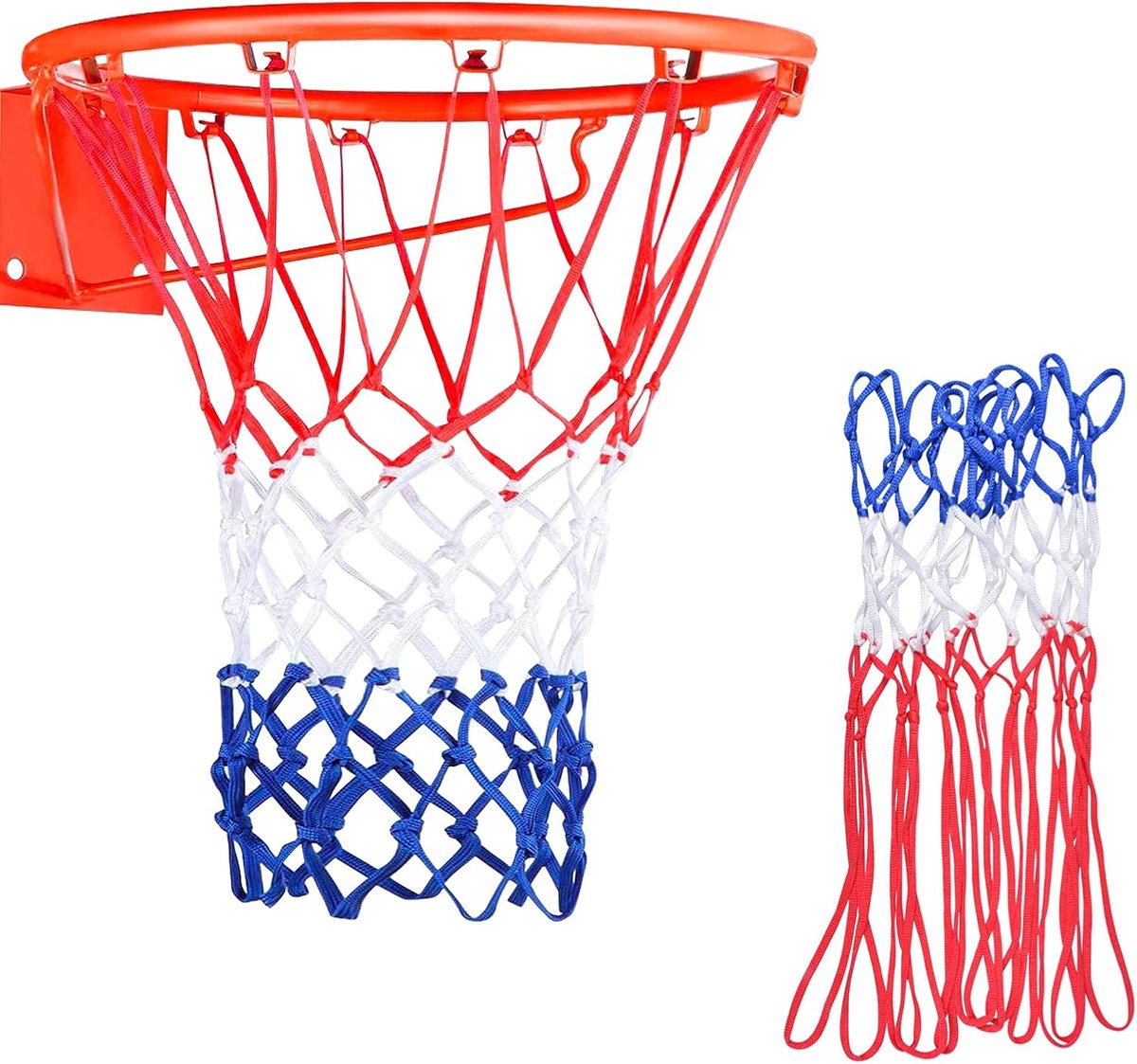 SnelShoppen - Pack van 2 Professionele Basketball Netten - Vervangnet voor Standaard Basket met 12 Lussen - Weerbestendig Nylon Net voor Binnen en Bui