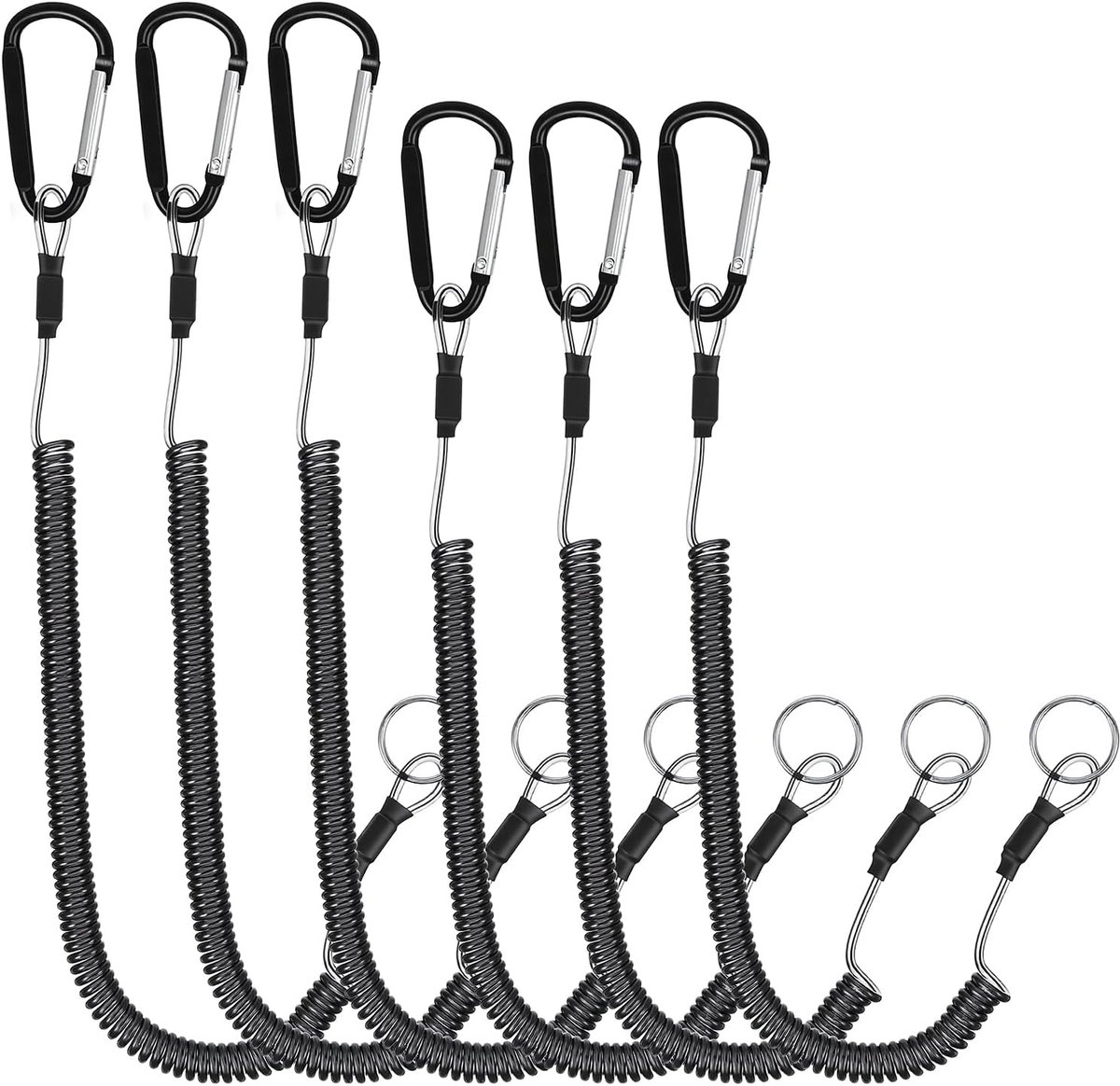 6pcs Coiled Fish Lanyard, Retractable Tool Cords for Hand Tools Keychain Pole Line, Kayak Paddle Line Fishing Rod - ShopVlot