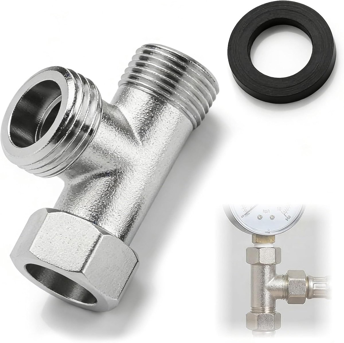 3-weg ventiel 1/2" - koper - slangaansluiting - voor toiletkraan en waterspoeltank - ShopVlot