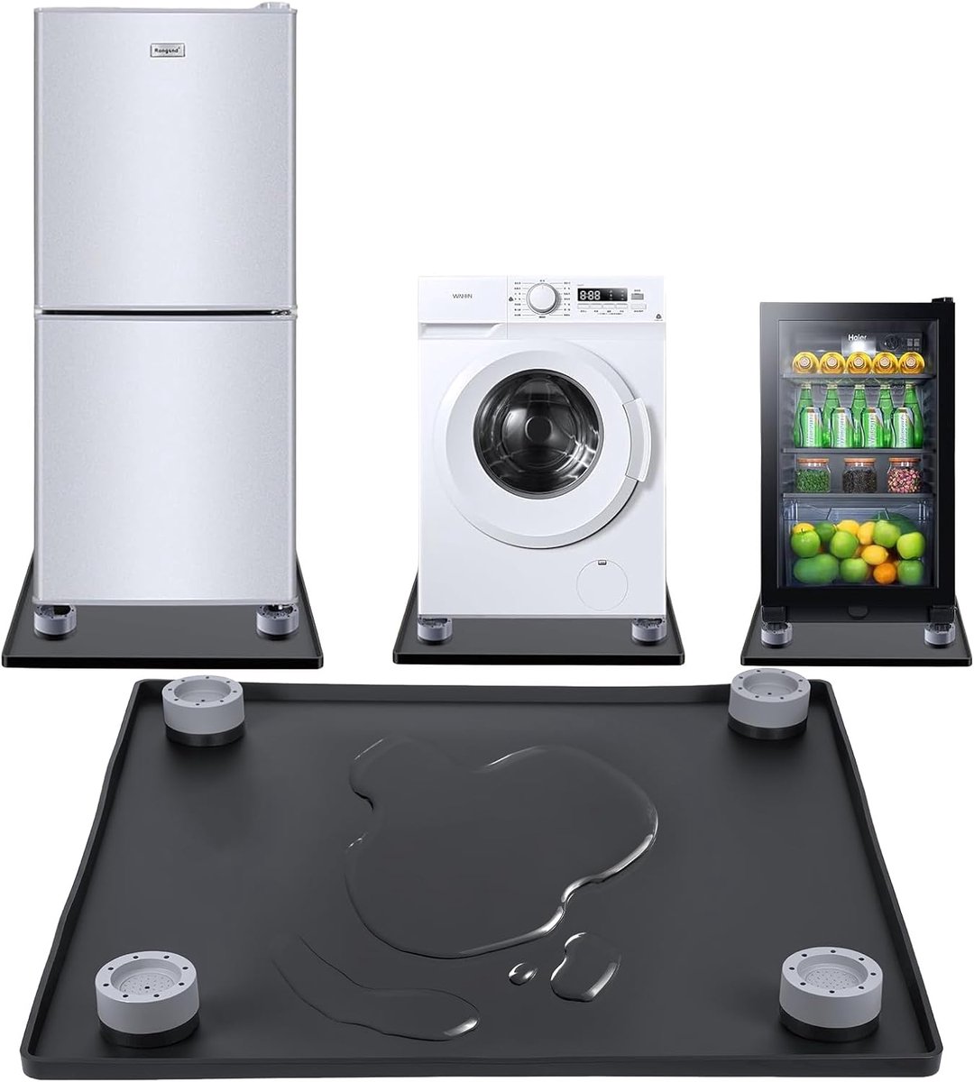 SnelShoppen - Wasmachine Afvoerbak 60 x 60 cm, Waterdichte Silicone Wasbak voor Vloerbescherming, Leaks, Badkuip voor Wasmachines, Droogtrommels, Vaat