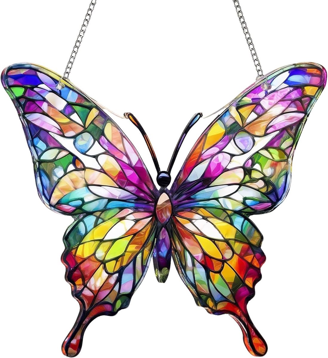 SnelShoppen - Kleurrijke Zonnespeler Vlinder Met IJzeren Ketting, Decoratieve Lichtspeler Voor Ramen, Terrassen, Tuin, Kerstfeesten, Cadeau-Ideeën, Ho