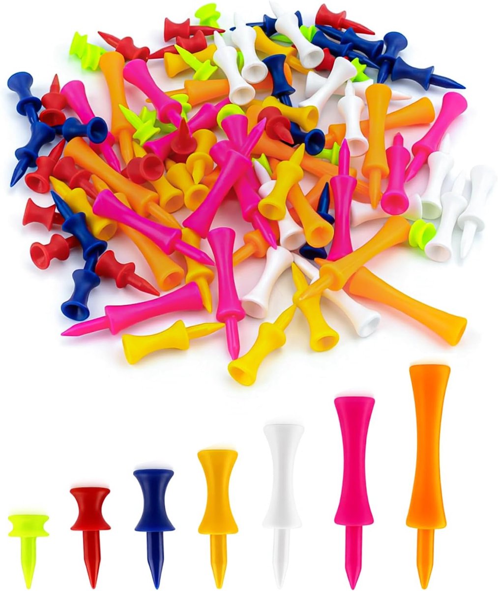 84 Pcs Plastic Golf T-Shirts, Colorful Wave Pieces Mixed Sizes, Shatterproof Portable Castle Teess for Outdoor Garden - ShopVlot