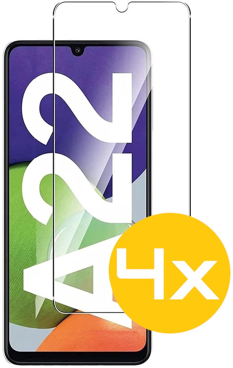Screenprotector Geschikt Voor Samsung Galaxy A22 5G - Glasplaat - Tempered Glass - 4 Stuks