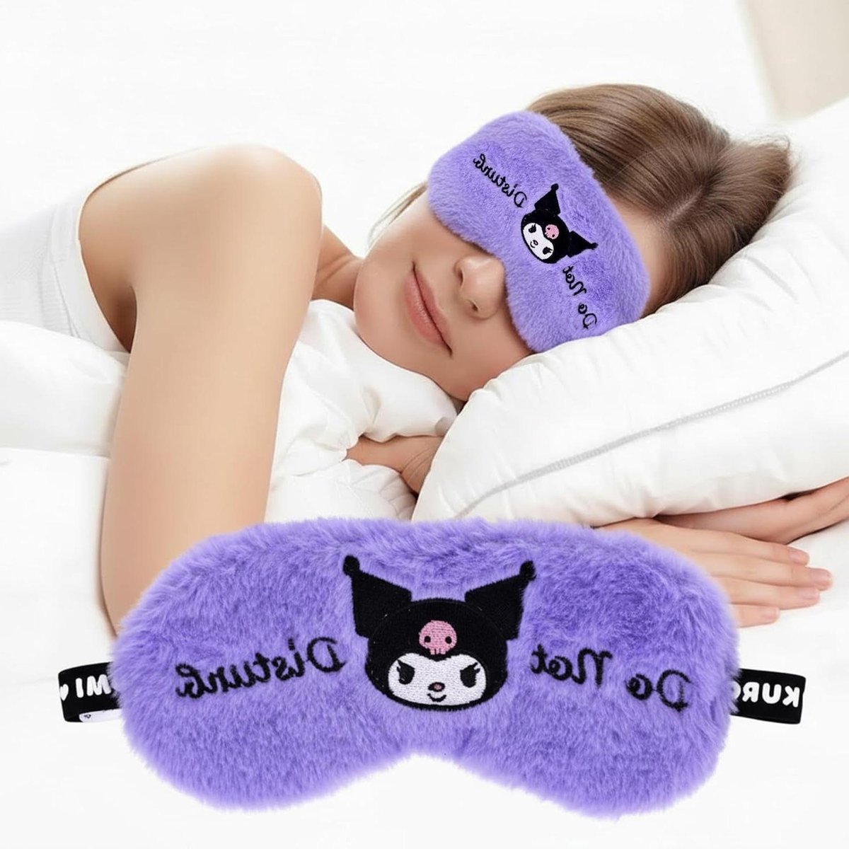 Slaapmasker Pluche - Oogmasker Slaapbril - Betere Slaap - Zacht Pluche Materiaal - 20 x 5 x 2 cm - Paars