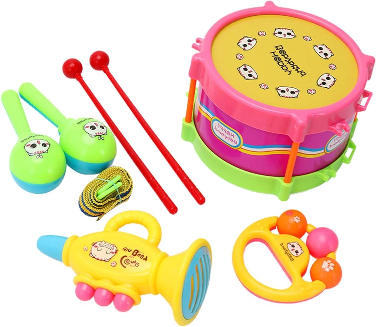 Babymuziekinstrumenten - Houten Speelgoed Trommel - Ontwikkeling Muzieksmaak - Gladde Houten Afwerking - 174 g - Roze