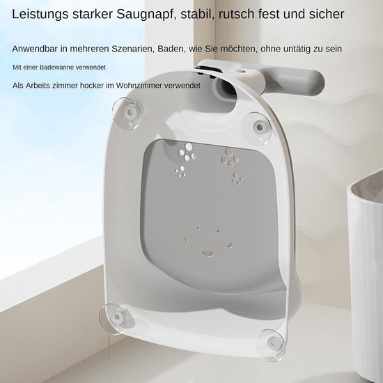 Baby Badstoel - Douche Krukje - Veilig Baden - Motorfiets Vorm - 37x27x21 cm - Grijs — afbeelding 3