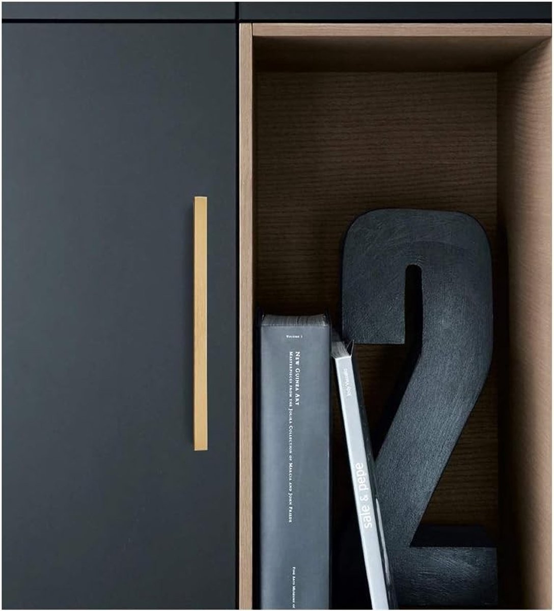 T-shaped Deurgrepen van Aluminium Legering voor Keuken- en Kasten, 2-pack in Geborsteld Goud, 128mm Lengte