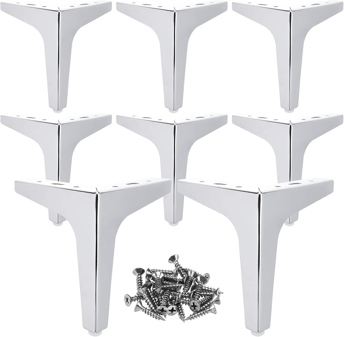 SnelShoppen - Meubelpoten Metaal Zilver 15 cm - Sterke Kastenpoten Zilver Tot 800 kg - Driehoekige Poten Voor Bank, Tafel, Bed, Kast (Inclusief 40 Sch