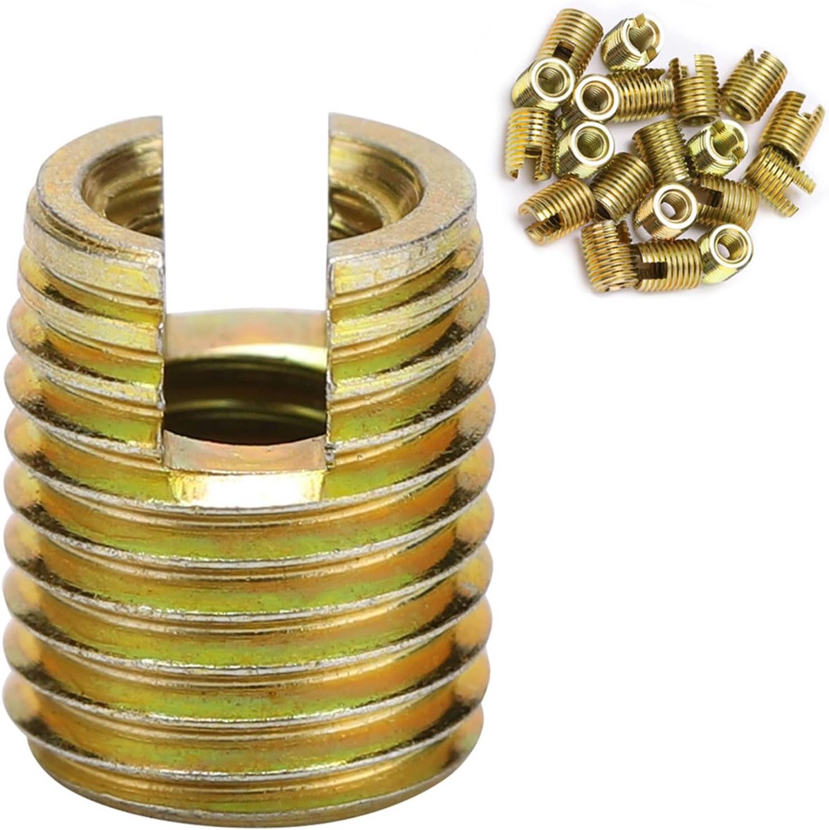 SnelShoppen - Zelftappende Carbon Stalen Inserts M2 M3 M4 M5 M6 M8 M10 M12 Schroefinvoegstukken 20 Stuks (Binnen M6*1.0 Buiten M10*1.5)