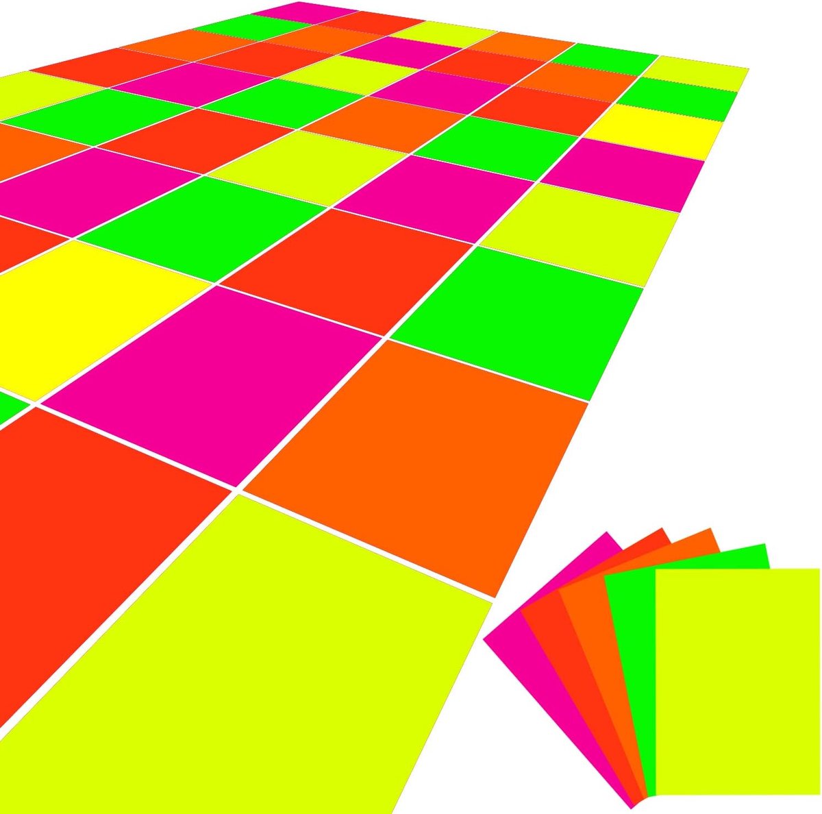 SnelShoppen - 40 Vellen Neon Papier Glow Feestdecoraties Neon Feestbenodigdheden Karton DIY UV Zwartlicht in het Donker voor Dansvloer, Fluorescerend,