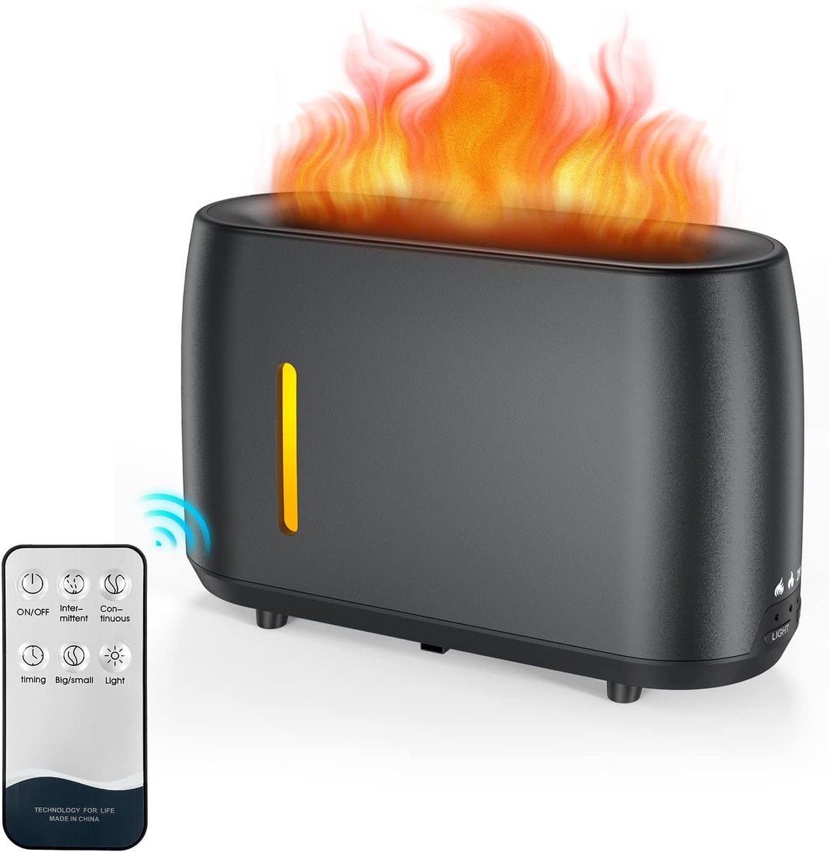 SnelShoppen - Luchtbevochtiger met Vlam Effect, 240 ml Aroma Diffuser met Afstandsbediening, 7 Kleuren, Timerfunctie, Geluidsloze Bescherming, Ideaal