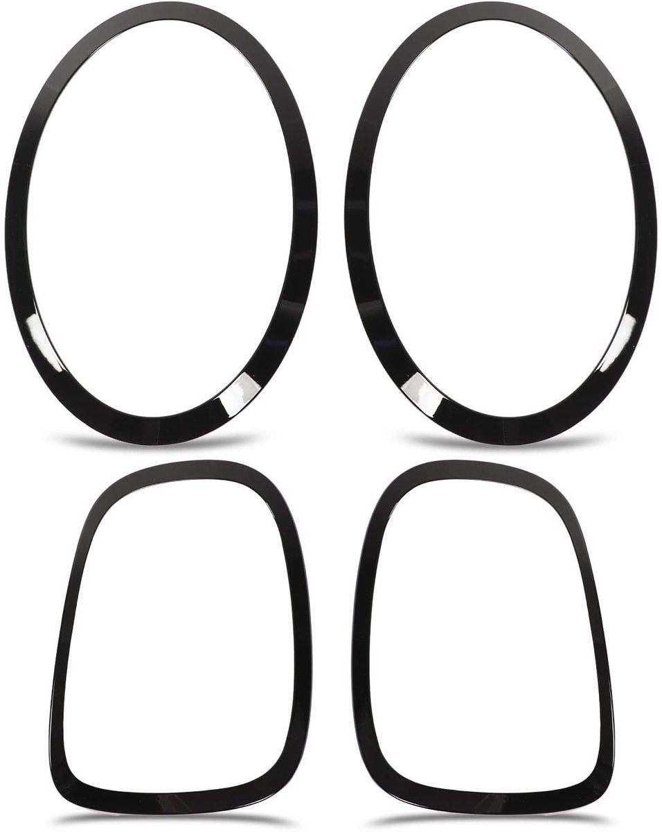 Omgoods- Koplamp Cover Glanzend Zwart - Achterlicht Bezel - Sierframe - Vervanging - F55/F56/F57 - Duurzaam Kunststof - Lichtomlijsting