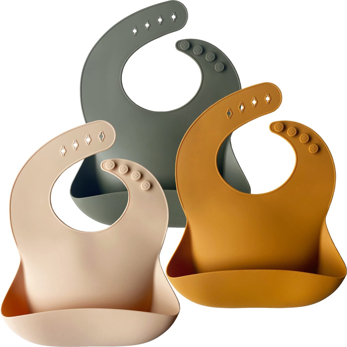 Omgoods - Set van 3 Siliconen Baby Slabbetjes, BPA-vrij