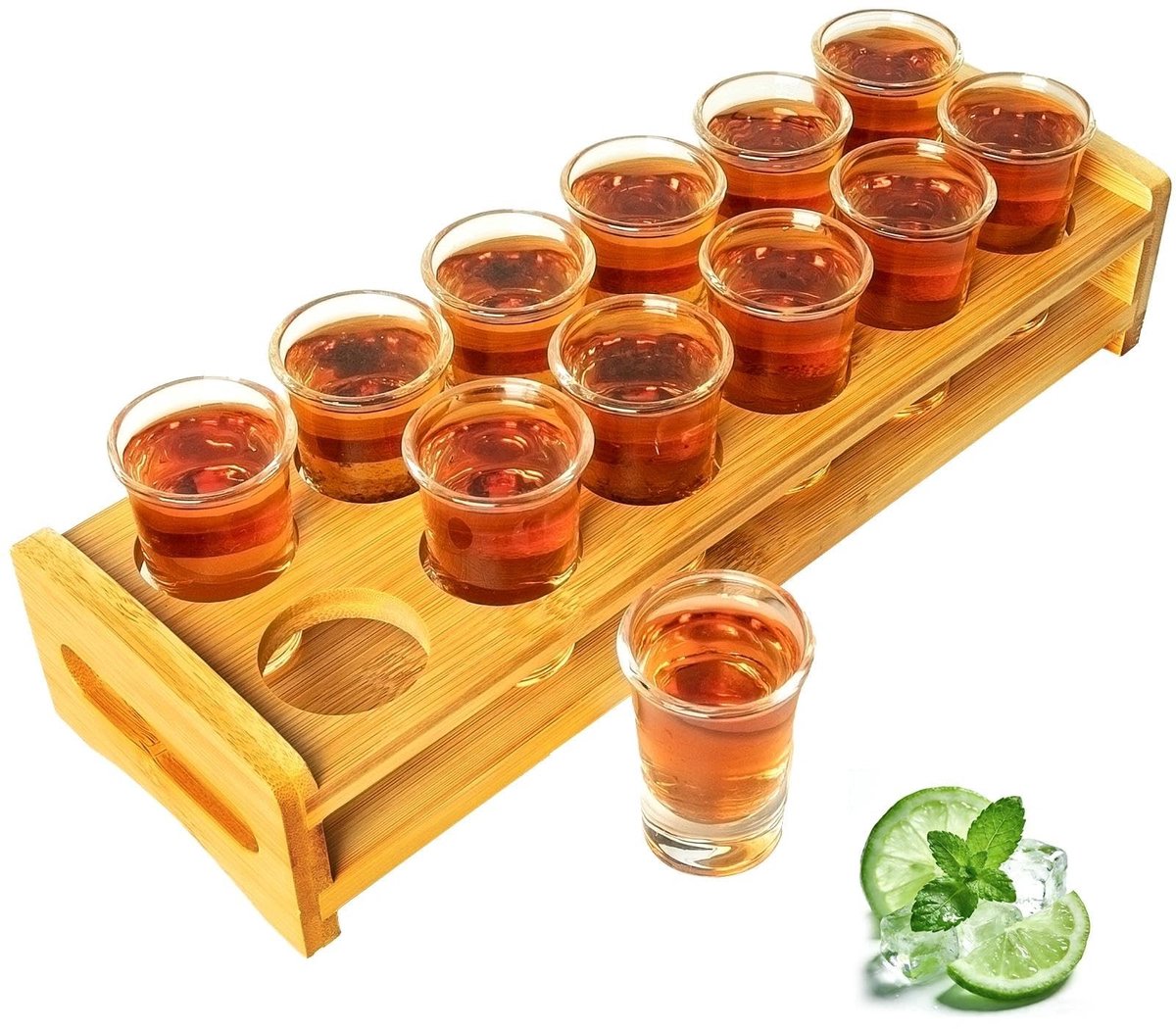 Omgoods - Shotglas Set met Cocktailhouder en 12 Glazen