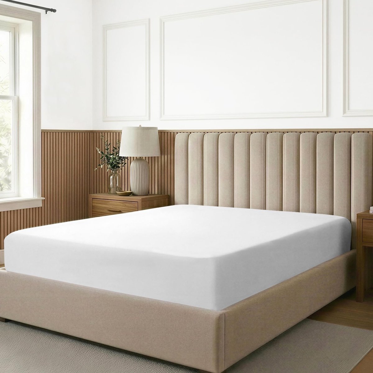 Omgoods- Hoeslaken 90x200 cm - 100% Katoen - 400 Draaddichtheid - Zacht Satijnweefsel - Geschikt voor matrassen tot 40 cm - Ademend en duurzaam - Bedlaken