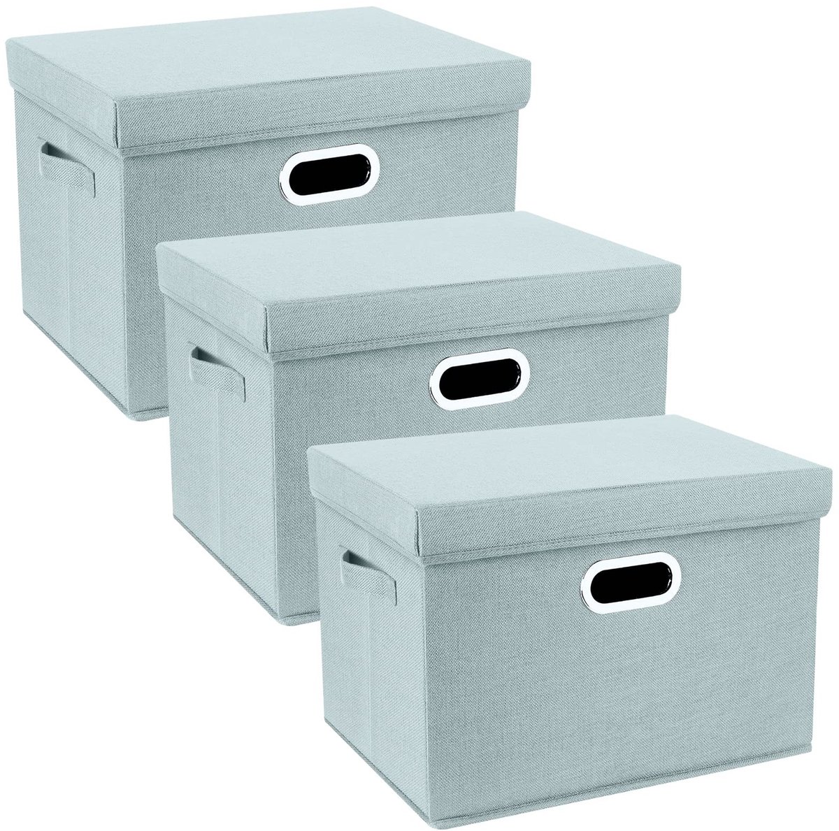 Omgoods - Set van 3 Grote Opbergdozen met Deksel en Vouwbare Functie