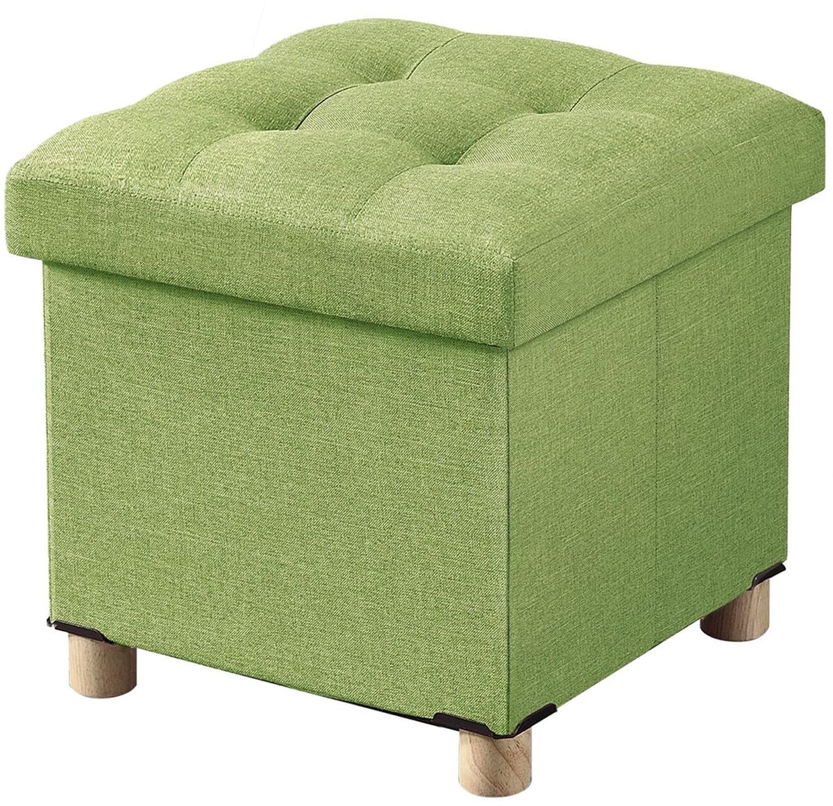 Dailygoods - Opbergbank met Houten Poten en Opbergruimte - 38 x 38 x 38 cm, Groen