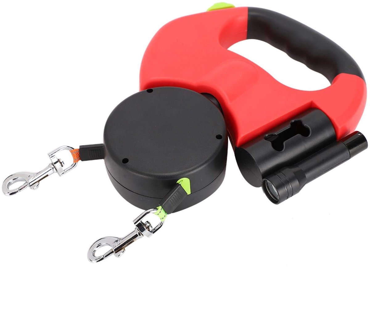 Omgoods- Hondenriem Intrekbaar - Tweekoppige Heavy-Duty Looplijn - Klitvrij - Eenhandige Rem - Geschikt voor Kleine/Huisdieren - Tot 10 Meter