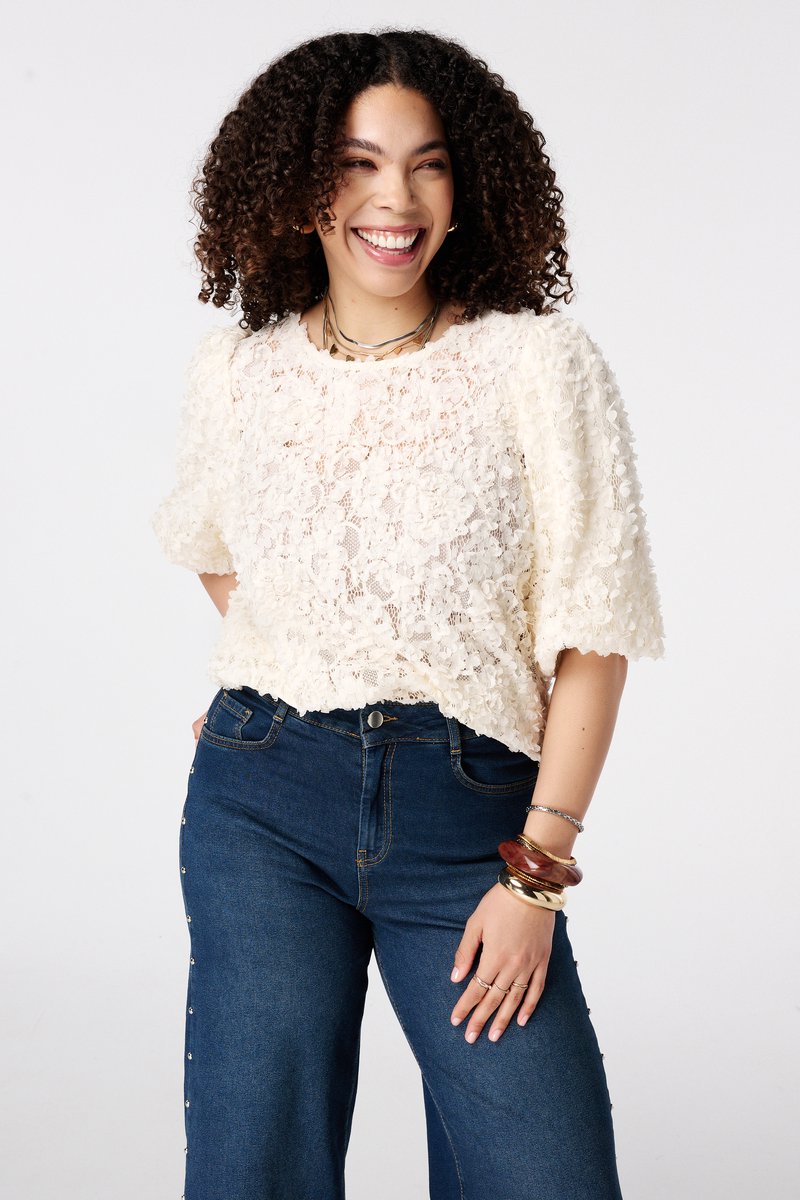 MS Mode Top Top met 3D bloemen