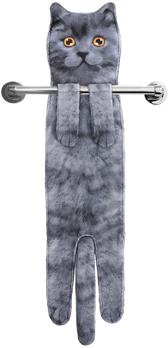 Omgoods - Decoratieve Handdoek met Grappige Kattenprint - Super Absorberend en Zacht