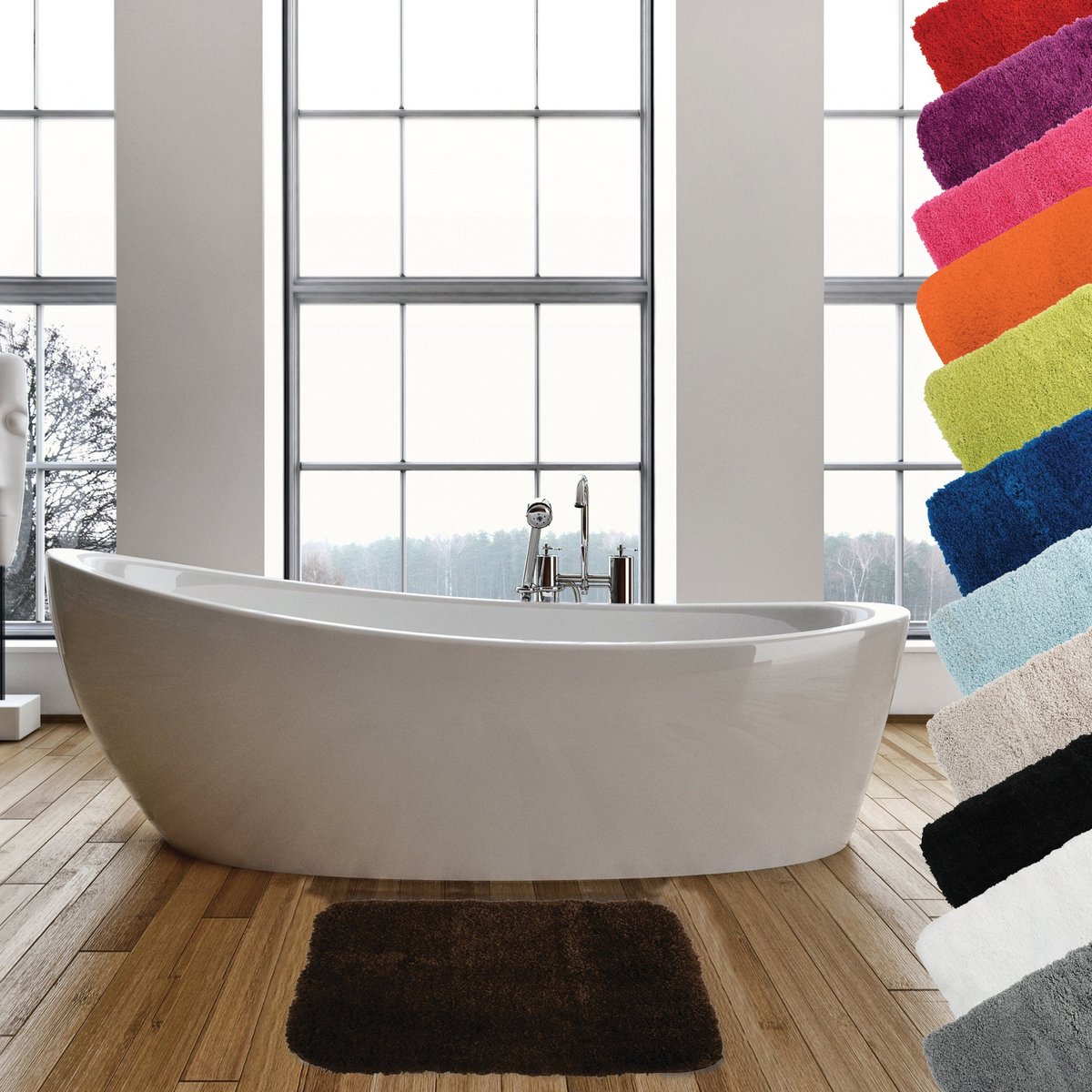 Omgoods - Microvezel Badmat Hoogpolig 50 x 70 cm Bruin