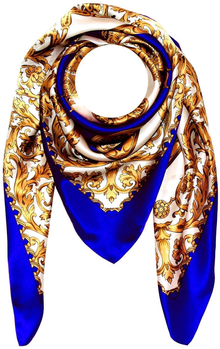 Omgoods - Luxe Zijde Sjaal 100x100 cm met Bloemenprint