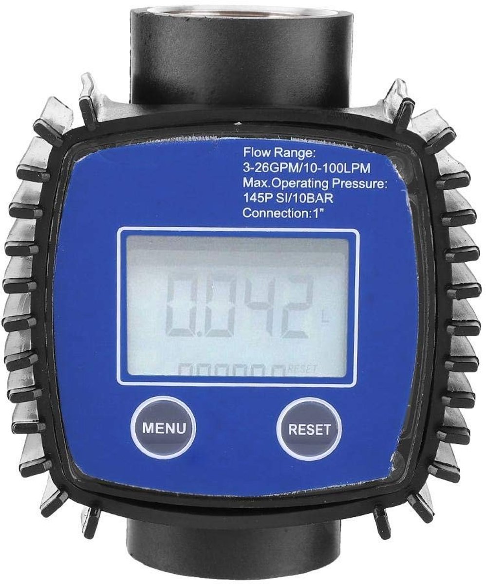 Omgoods- Digitale Debietmeter - Nauwkeurig - LCD-scherm - Multifunctionele Watermeter - Voor Tuinslang/Benzine - Maximaal 9999,9L - Stroommeter