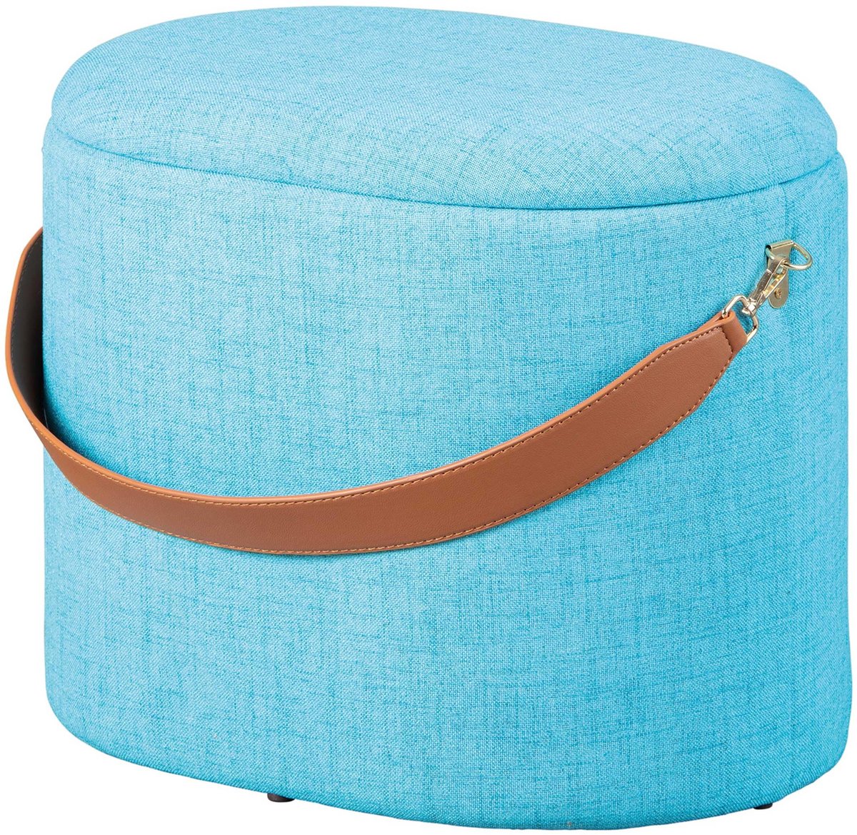Omgoods - Pouf met Opbergruimte en Kunstlederen Handvat, Lichtblauw