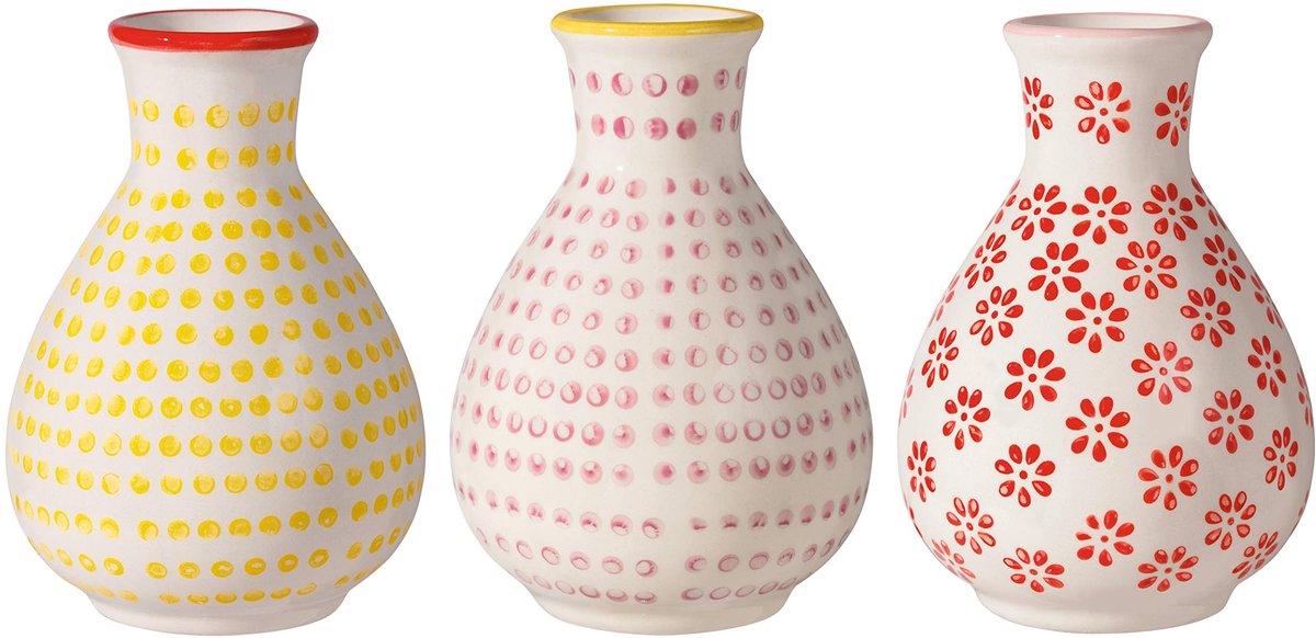 Omgoods - Set van 3 Retro Vazen in Keramiek voor Decoratie
