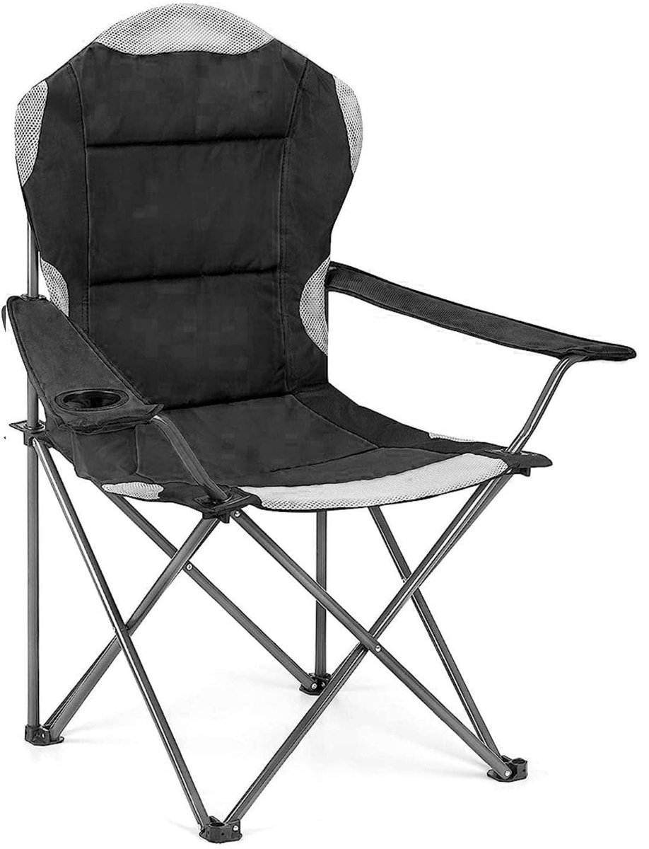 Omgoods - Luxe Opvouwbare Campingstoel met Comfortabele Kussens en Drinkbeker Houder
