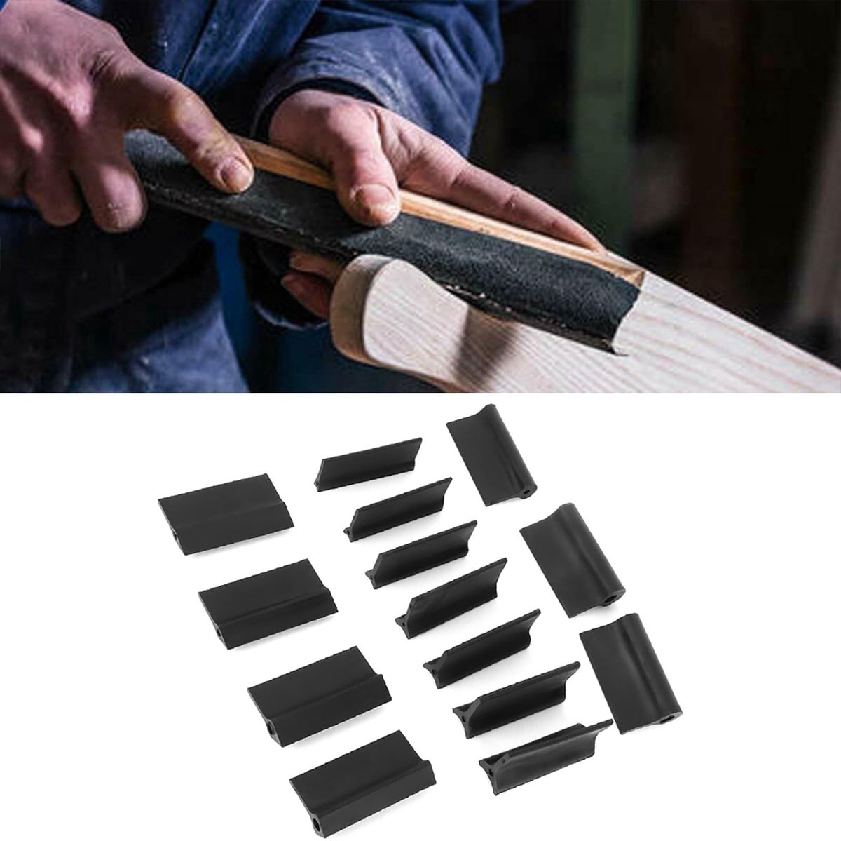 Omgoods- Contourschuurgreepset 14-delig - Schuurblok - Houtbewerkingsgereedschap - Flexibele Polijstpad - Geschikt voor Lederproducten - Hoogwaardige Materialen - Schuurpads