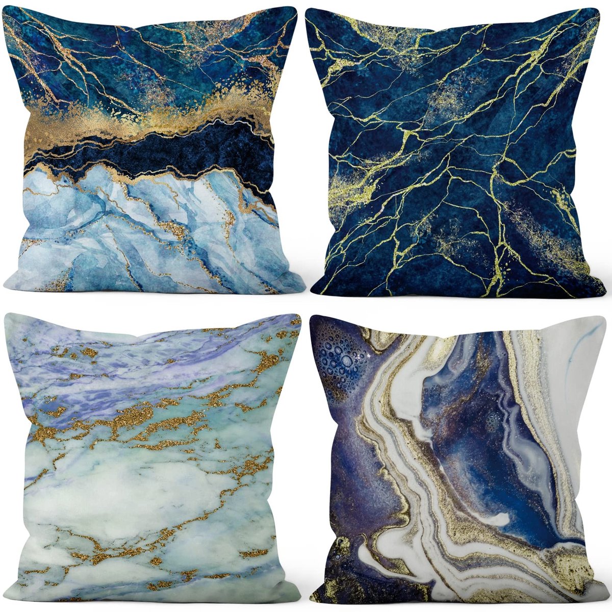 Omgoods - Set van 4 Geometrische Kussenhoezen 55x55 cm