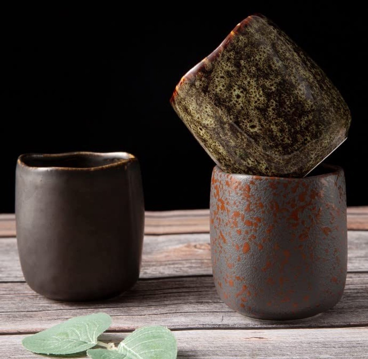Omgoods - Set van 3 Stijlvolle Handloze Keramische Mokken voor Koffie en Thee