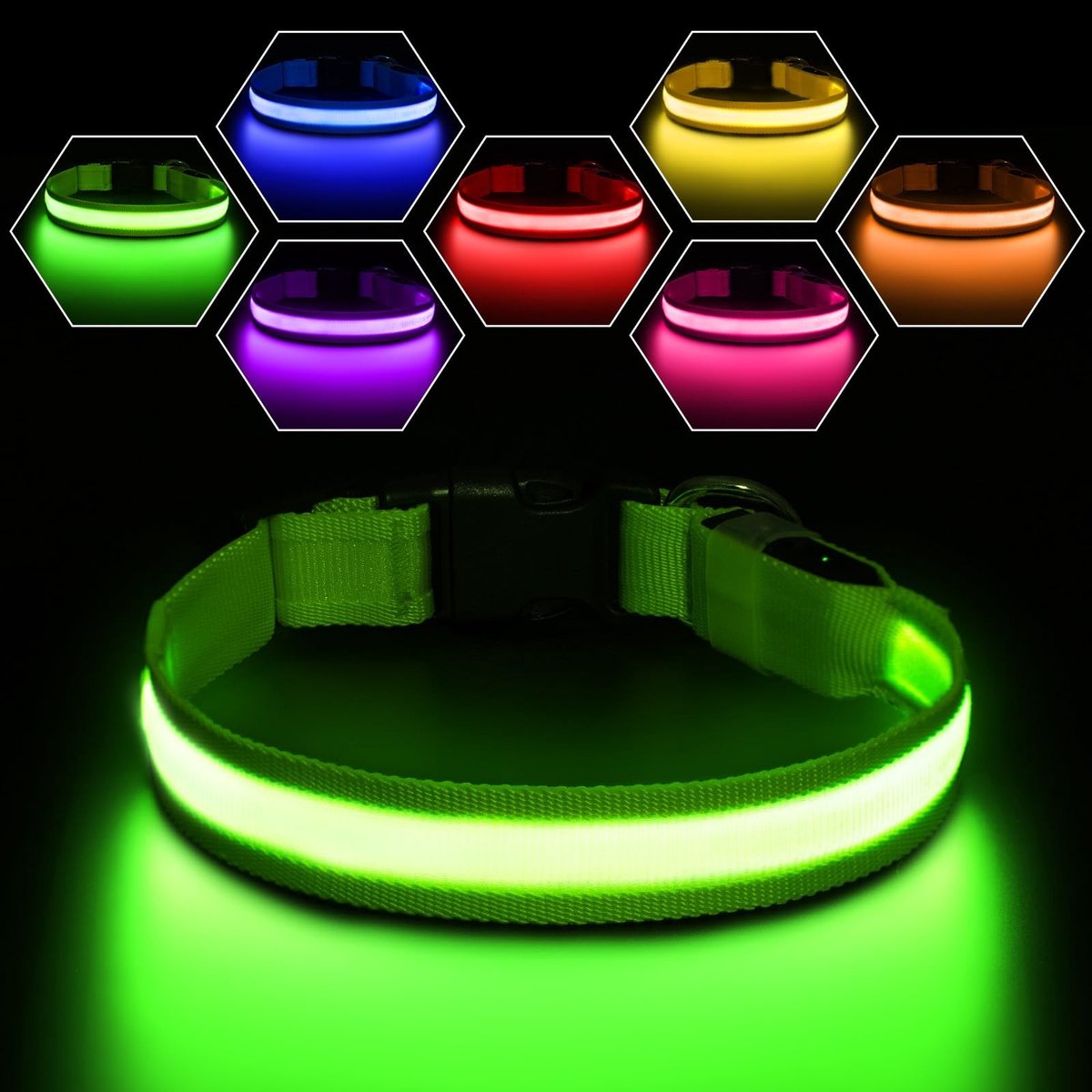 Omgoods - Oplaadbare LED Hondenhalsband met 7 Kleuren