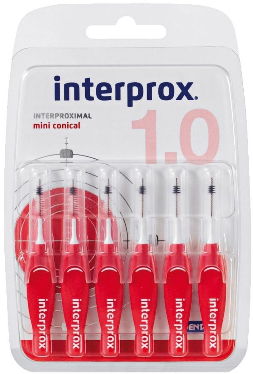 Omgoods - Interdentale borstels rood miniconical 3 x 6 stuks voor optimale mondhygiëne