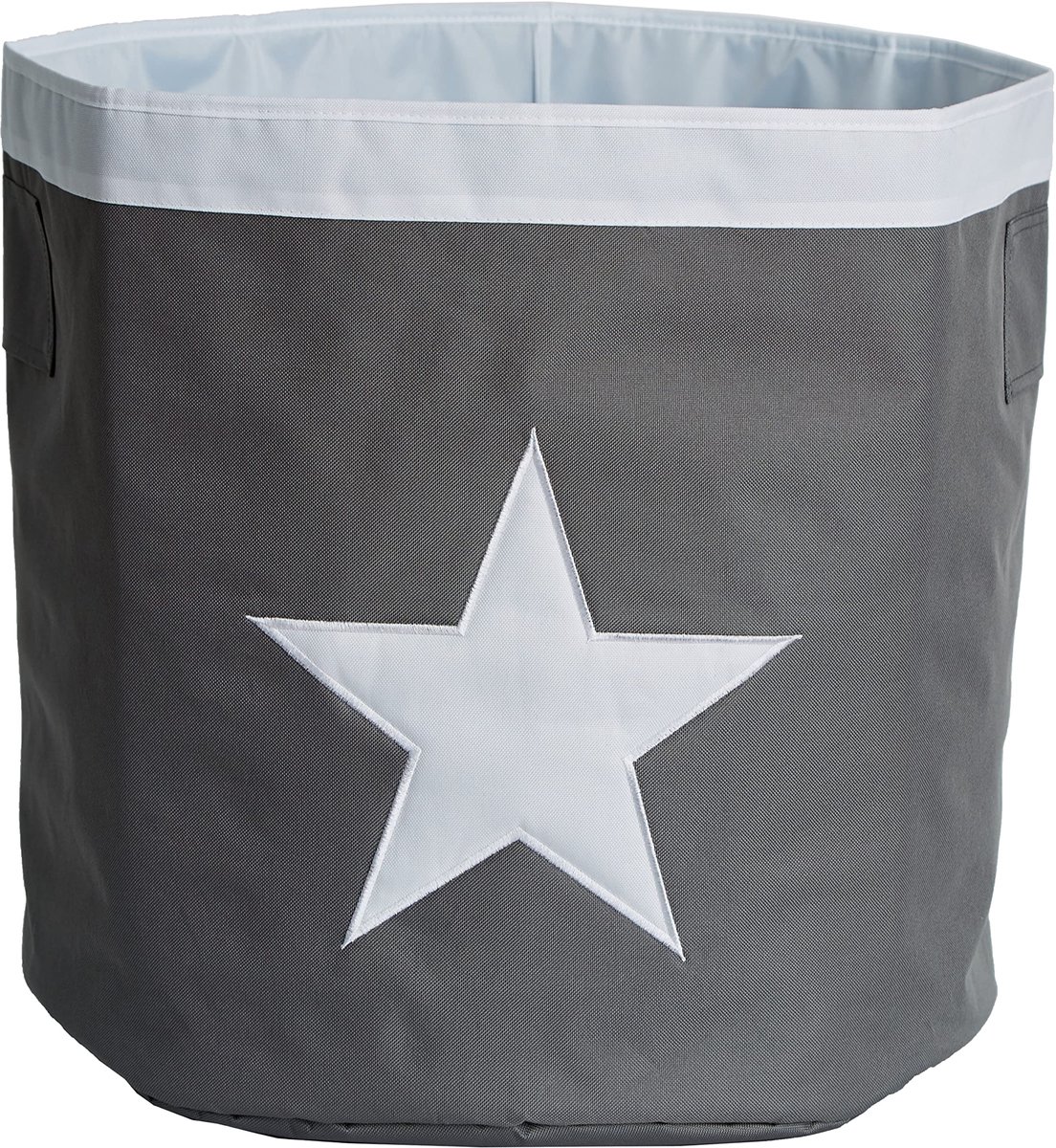 Omgoods - Grote Opbergmand met Polyester Ster - Grijs/Wit, 44 x 44 x 44 cm