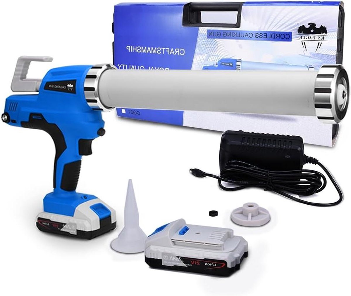 Accu Kitspuit - Kitpistool Elektrisch - Afwerking Klussen - 6500N Druk - 310/400/600ml - Zwart