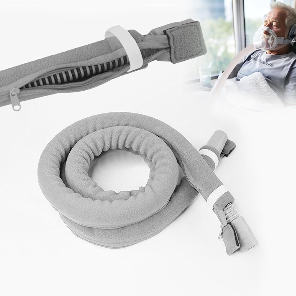 CPAP Hose Cover CPAP Mask Hose Guard Soft Fleece Hose Insulator with Zip 1.8m Universal Heat Insulation Cover for - ShopVlot