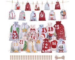 Naler Advent calendar for filling yourself, 24 pieces, fabric, 2 sizes, advent calendar bags, Christmas calendar for - ShopVlot