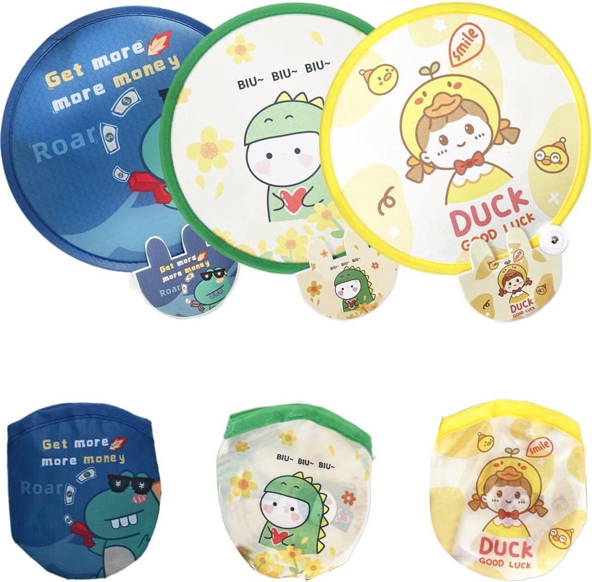 3 pieces folding compartments, small compartments, round folding pockets, portable round folding fan, round folding - ShopVlot