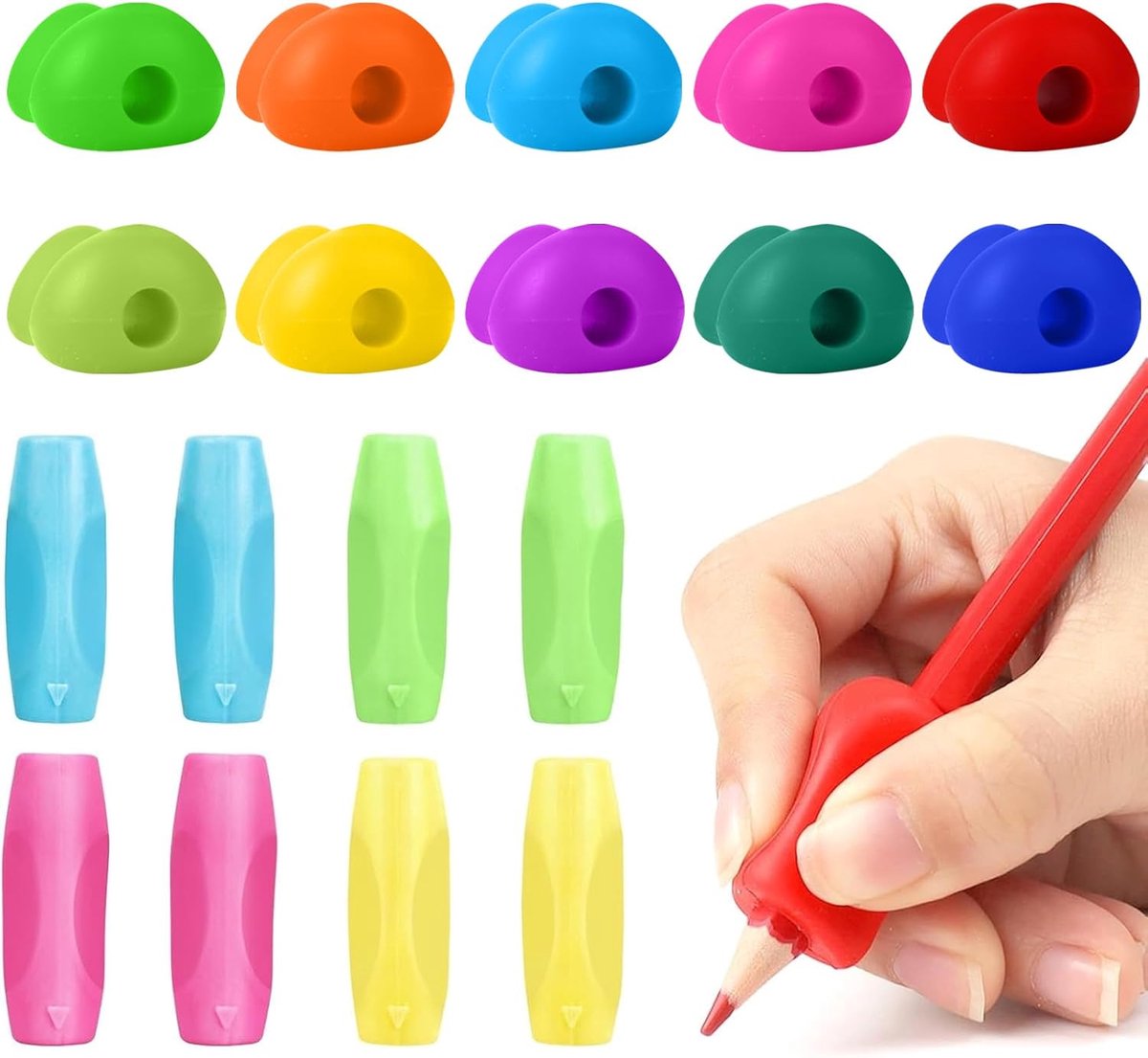 SnelShoppen - 18 Stuks Kindvriendelijke Ergonomische Potloodhouders voor Correcte Houding, Veilig Silicone, Schrijfhulpmiddelen voor Kinderen, Ideaal