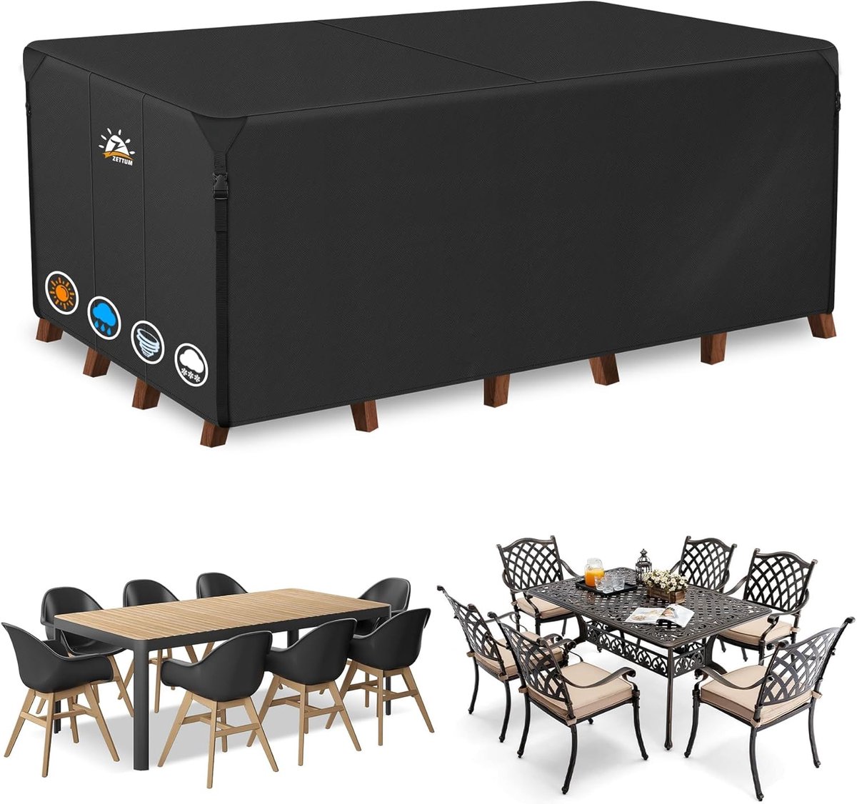 SnelShoppen - Tuinmeubelhoes 170 x 115 x 70 cm, Waterdichte Beschermhoes voor Tuinmeubels van 600D Oxford, Sterke en Duurzame Rectangulaire Hoes voor