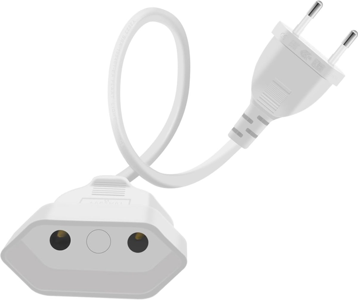 SnelShoppen - Euro Verlengsnoer 2.5A 250V 625W - Stekkerdoos met Euro Plug - Korte Kabel 0.3m - Voor Huishoudelijke Apparaten, TV, PC, Monitor - Zwart
