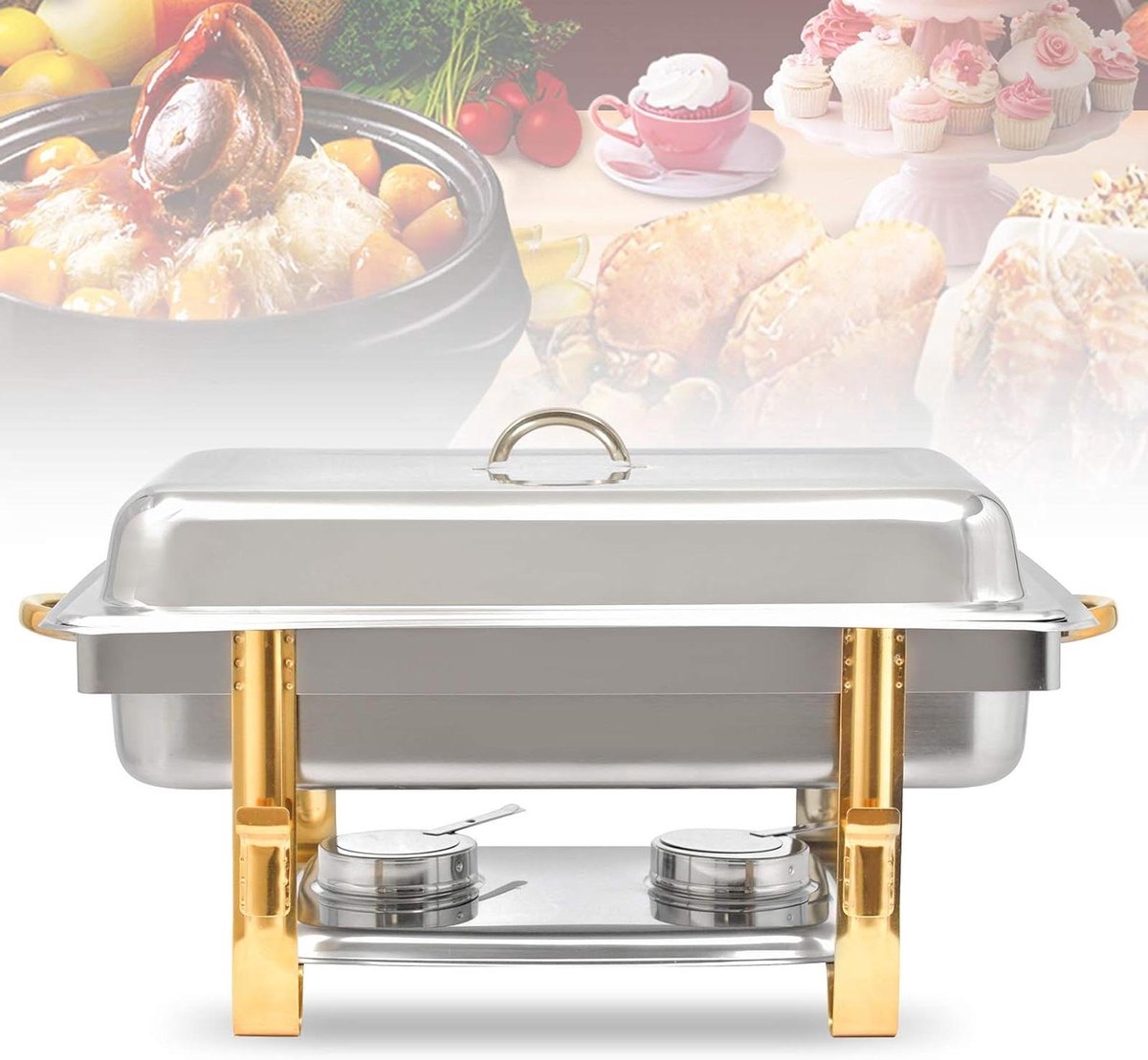 Voedselverwarmer RVS - Warmhoudcontainer Buffet - Catering Feesten - Roestvrij Staal - 9 Liter - Zilver