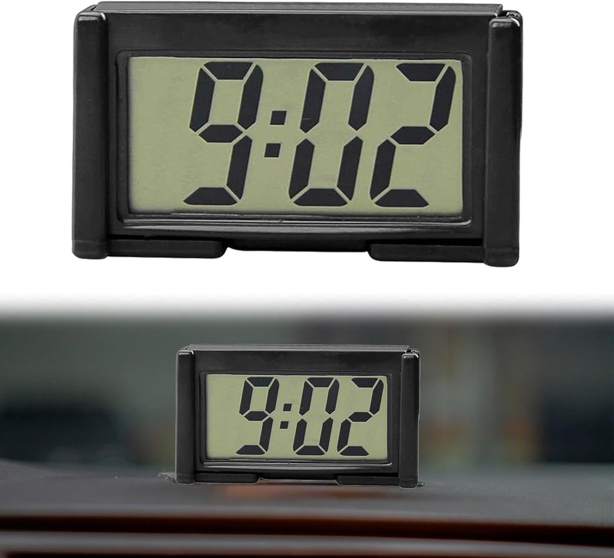 Digitale Mini Klok voor Auto en Bureau - LCD Weergave, Compact en Stijlvol Ontwerp