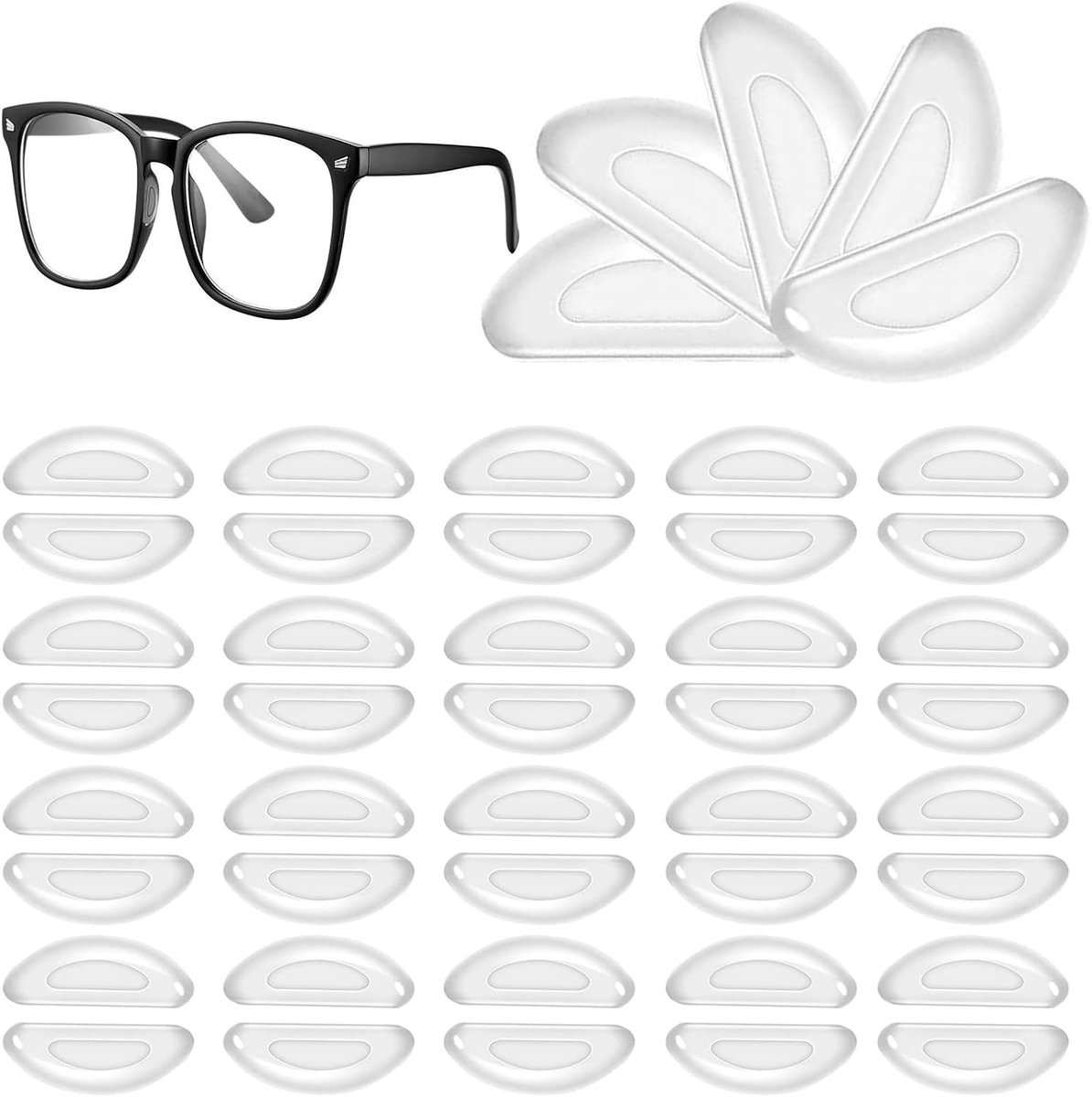20 Pairs Zelfklevende Silicone Neuspads - Antislip Neuspads voor Zonnebrillen en Brillen, Comfortabele en Zachte Neussteunen