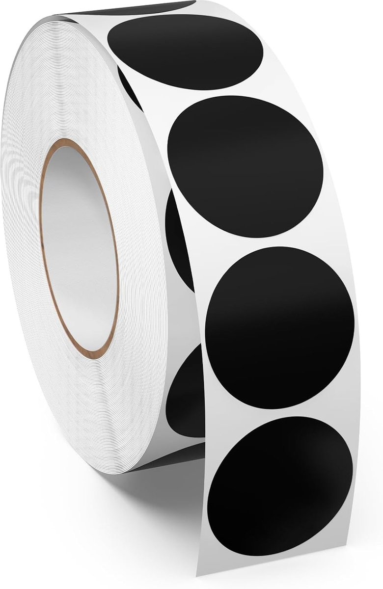 1 Inch Zwarte Stippen Cirkel Stickers Rol 1000 STUKS Zelfklevende Vinyl Ronde Kleurcodering Etiketten Schrijfbaar Waterdicht voor Pot Garage Sale Bedrijf Klaskantoor Thuis