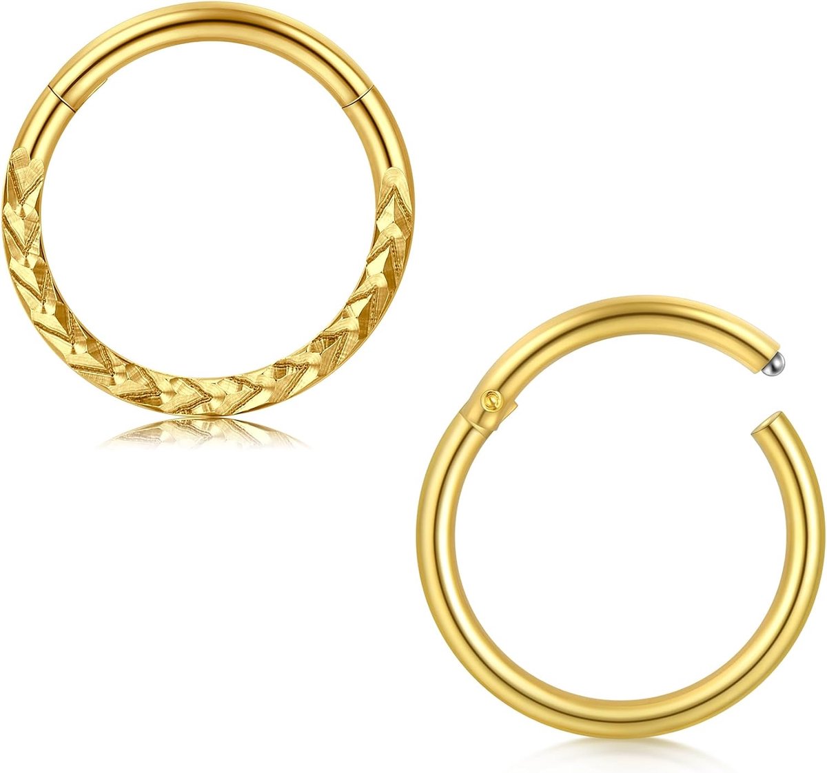 2PCS Scharnierende Neus Ring Hoop Zilver, 16G 8mm 10mm Neus Septum Ring Chirurgisch Staal met Diamant Scharnierende Clicker Segment Neus Ringen Kraakbeen Helix Tragus Rook Piercing Sieraden