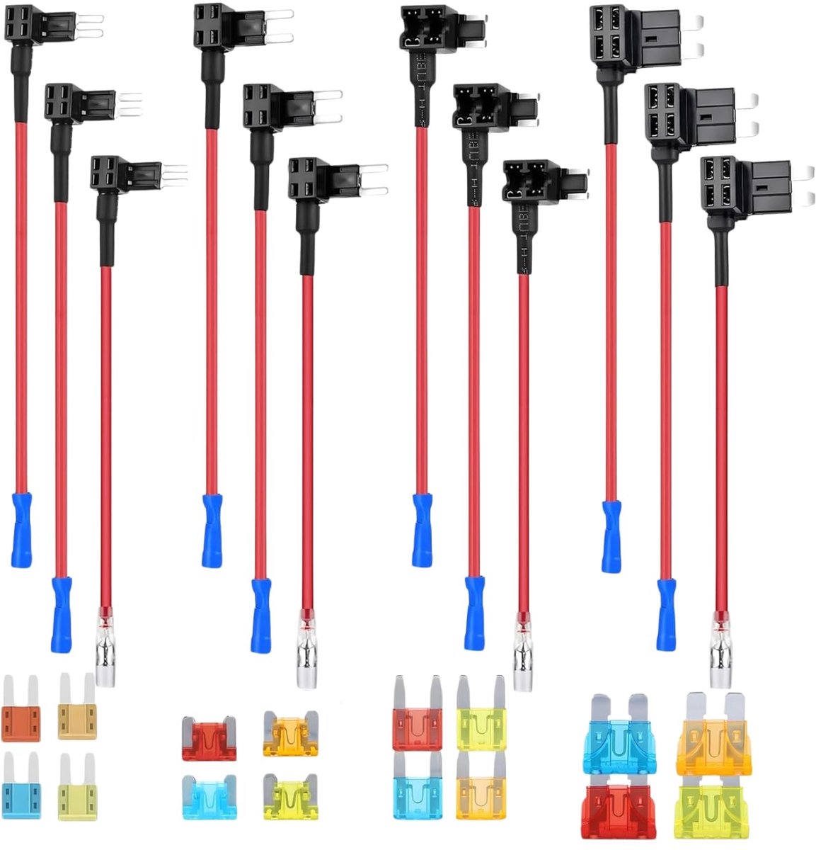 set 12-delig - 4 types (standaard/Mini/Micro/Micro2) met 16 zekeringen (5A-20A) - adapter voor auto, vrachtwagen
